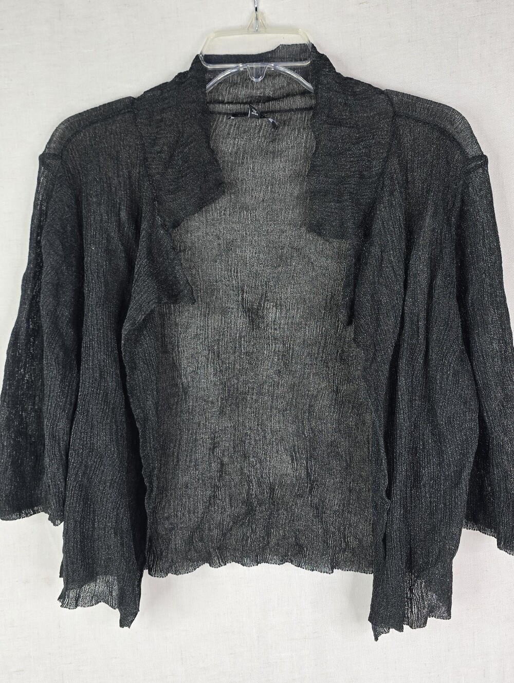 Eileen Fisher Size XL Italian Yarn Cotton Metallic Dark Black Charcoal Shrug